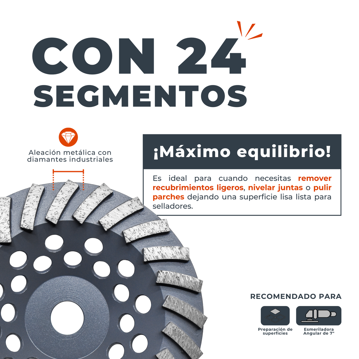 Copa Turbo con 24 segmentos / 7”
