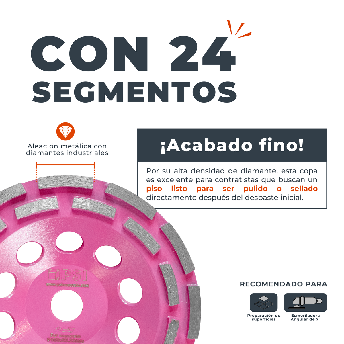 Copa Diamantada Perimetral 7 Pulgadas Rosa Chicle