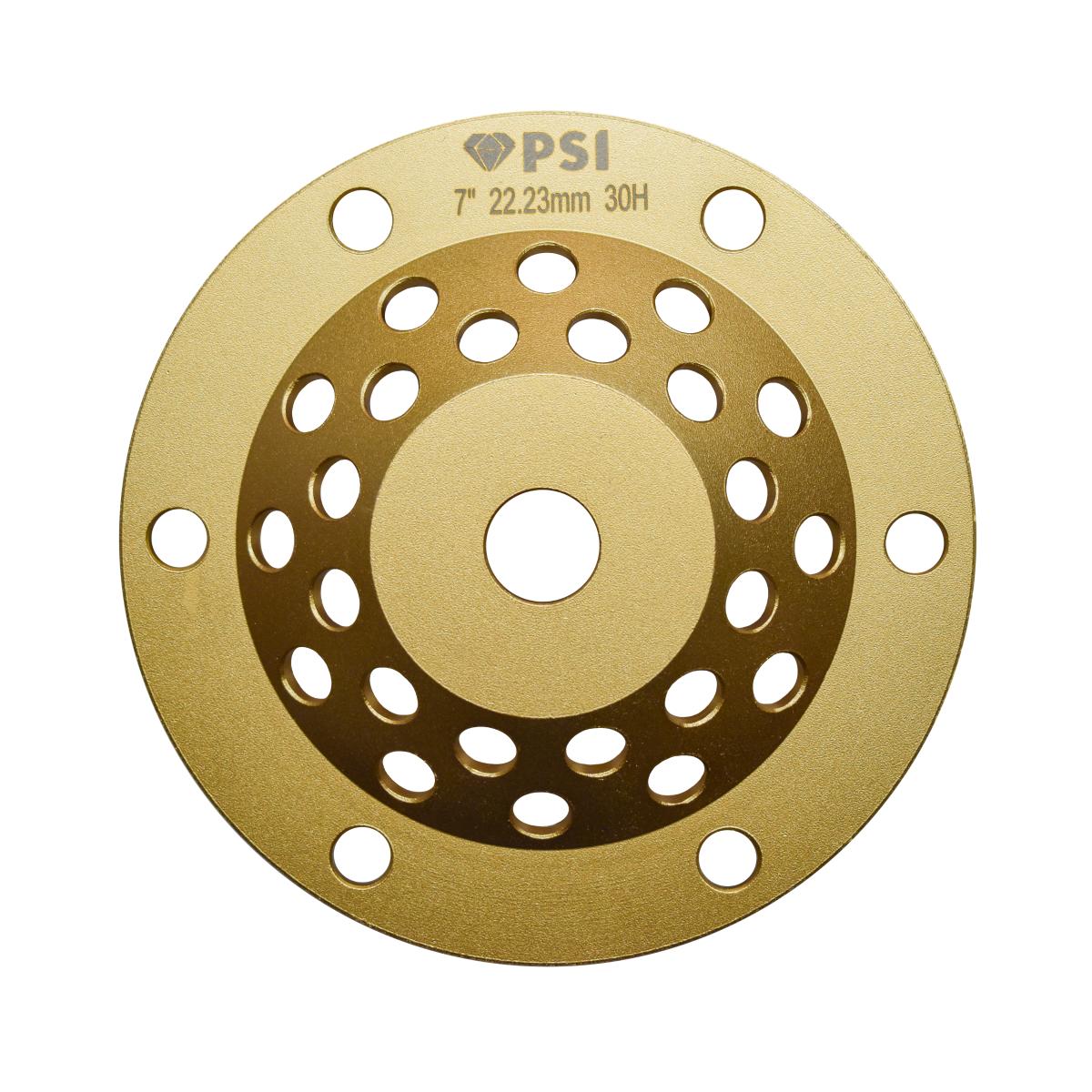Copa Diamantada 7" PSI Concreto | Disco de Desbaste Profesional | 6 Segmentos | Eje 7/8" (Dorado)