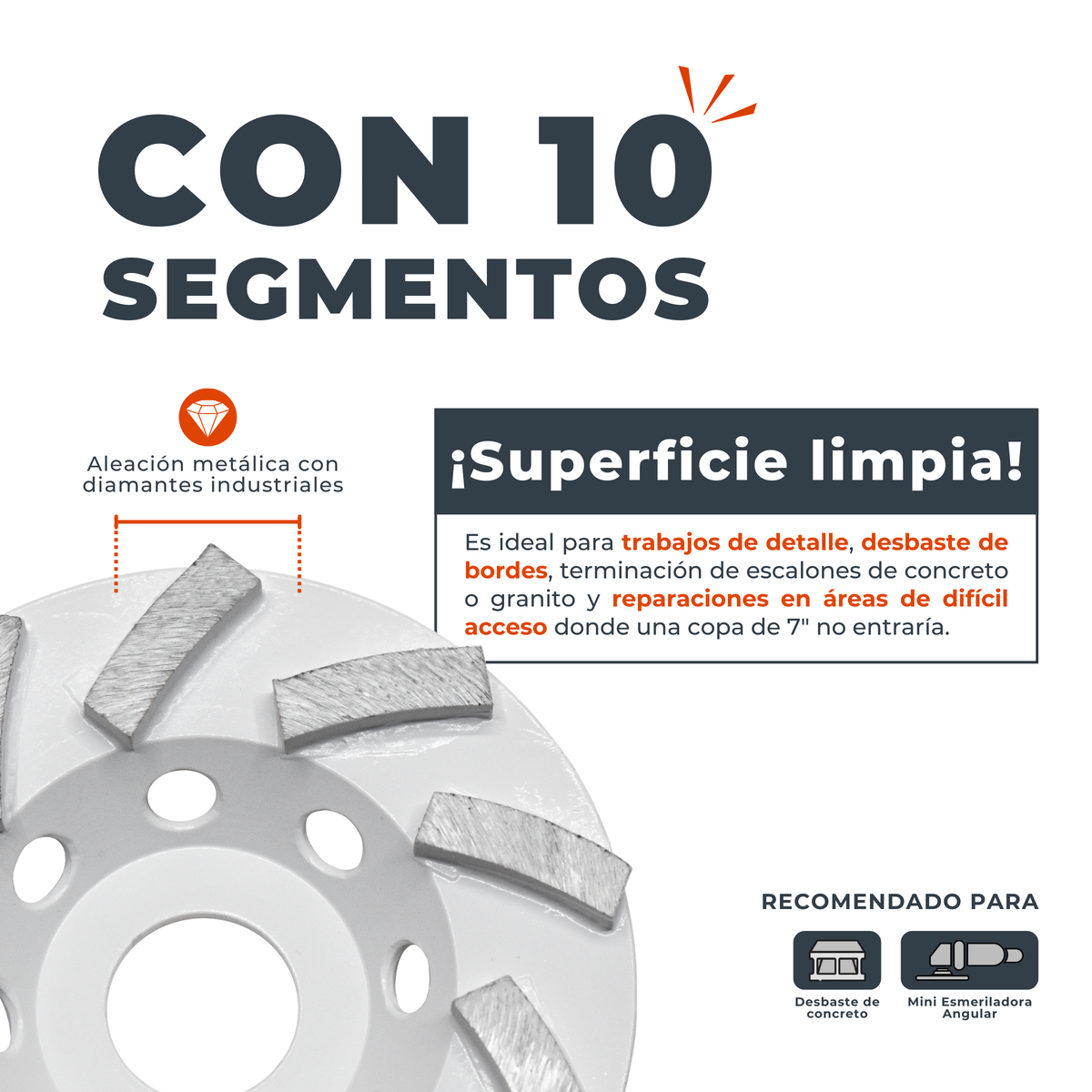 Copa turbo / 10 segmentos / 4"