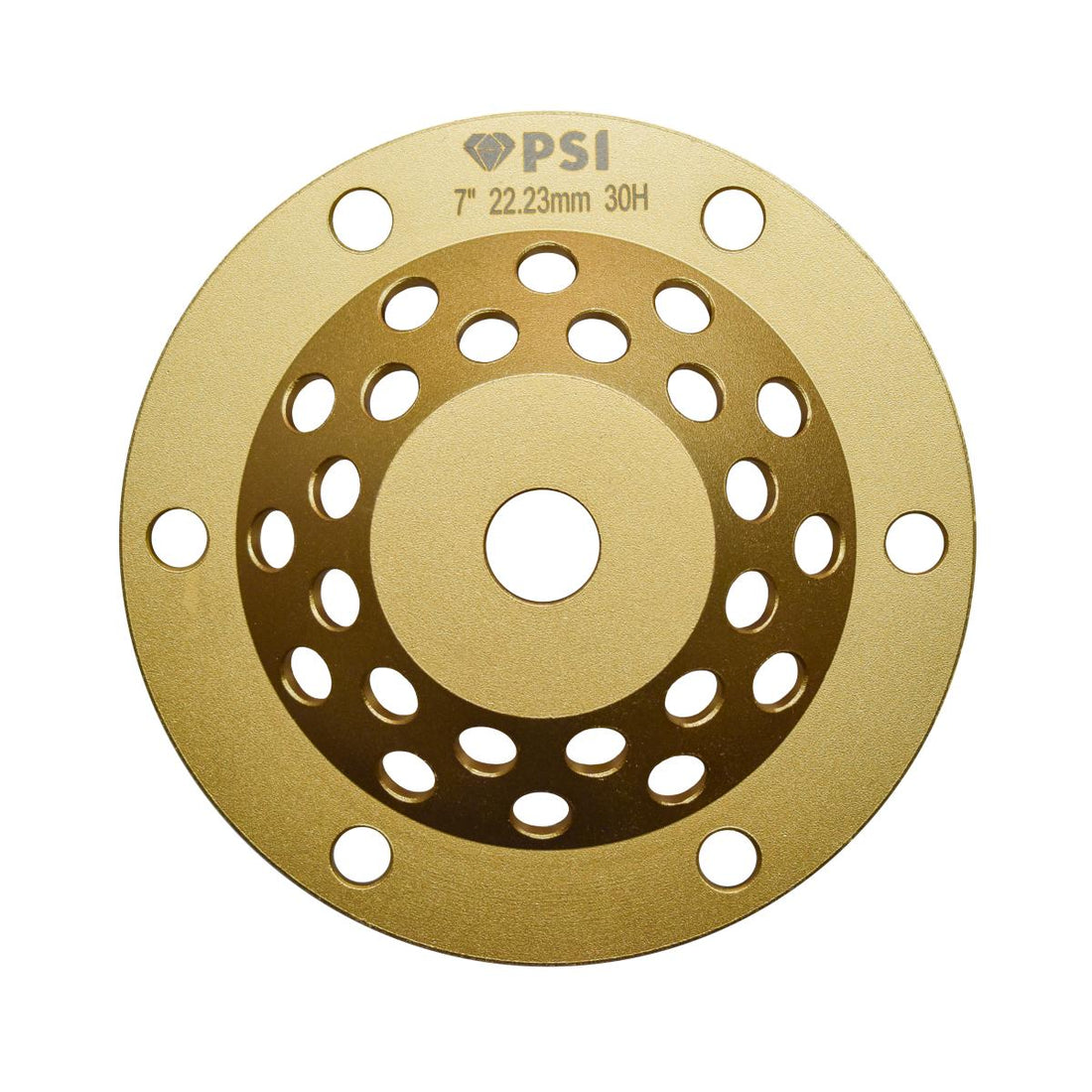 Copa Diamantada 7" PSI Concreto | Disco de Desbaste Profesional | 6 Segmentos | Eje 7/8" (Dorado)