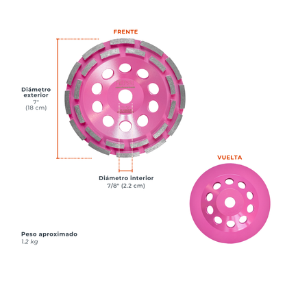 Copa Diamantada Perimetral 7 Pulgadas Rosa Chicle